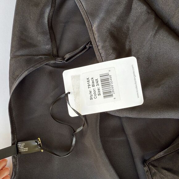 NWT Icollection Women’s Black Spaghetti Strap Nightgown Curvy Plus Size 3/4X - Picture 5 of 5